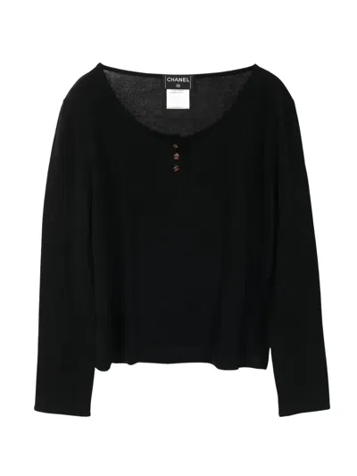Pre-owned Chanel 1986-1988 Button-detail Sweater In Black