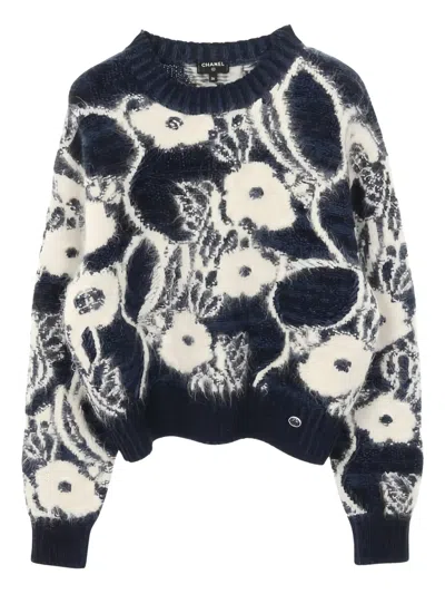 Pre-owned Chanel 1986-1988 Button-detail Sweater In Blue
