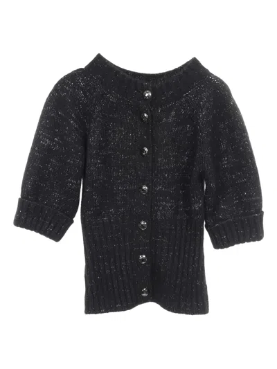 Pre-owned Chanel 1986-1988 Button Knit Top In Black