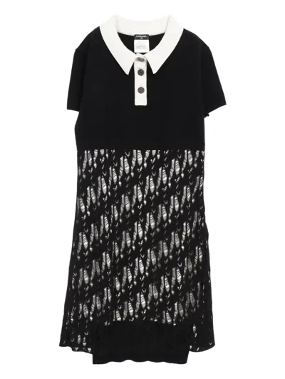 Pre-owned Chanel 1986-1988 Button Lace Dress In Black