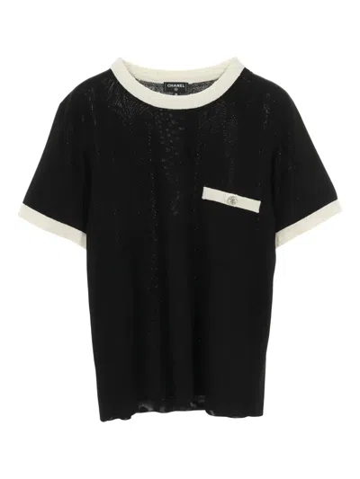 Pre-owned Chanel 1986-1988 Button T-shirt In Black