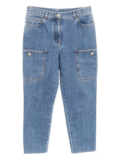 Pre-owned Chanel 1986-1988 Buttoned Denim Trousers In Blue