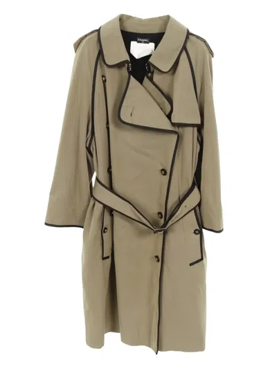 Pre-owned Chanel 1986-1988 Buttoned Trench Coat In Brown