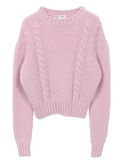 Pre-owned Chanel 1986-1988 Cable-knit Crew-neck Sweater In Pink