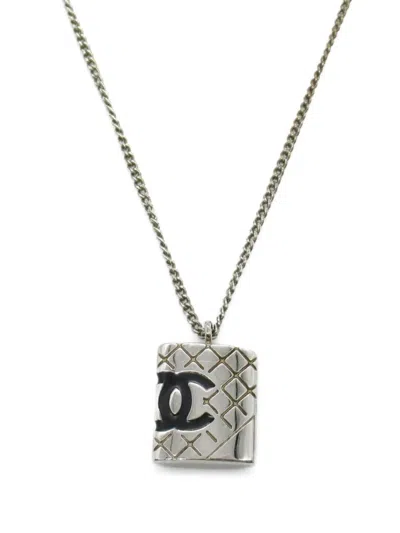 Pre-owned Chanel 1986-1988 Cambon Ligne Necklace In Silver