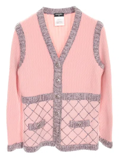 Pre-owned Chanel 1986-1988 Camellia-button Cardigan In Pink