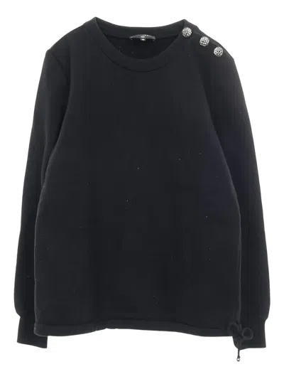 Pre-owned Chanel 1986-1988 Camellia Button Sweatshirt In Black