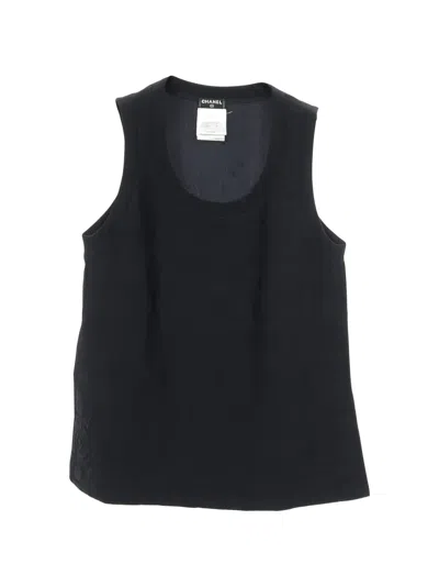 Pre-owned Chanel 1986-1988 Camellia-motif Tank Top In Black