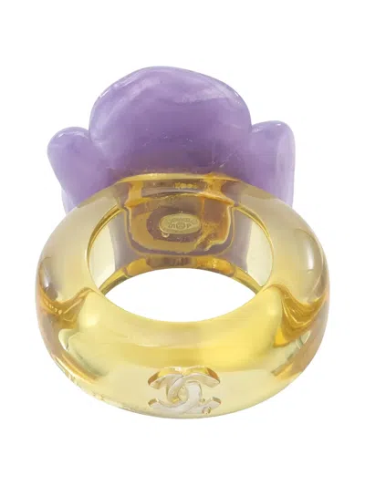 Pre-owned Chanel 1986-1988 Camellia Ring In Yellow