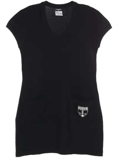Pre-owned Chanel 1986-1988 Cashmere Mini Dress In Black