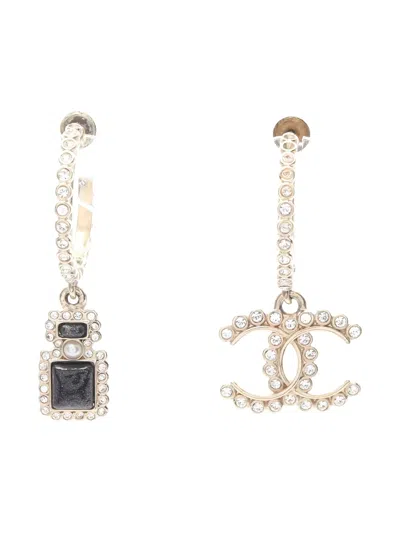 Pre-owned Chanel 1986-1988 Cc-detail Perfume Bottle-motif Earrings In Gold