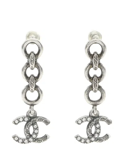 Pre-owned Chanel 1986-1988 Cc Earrings In Silver