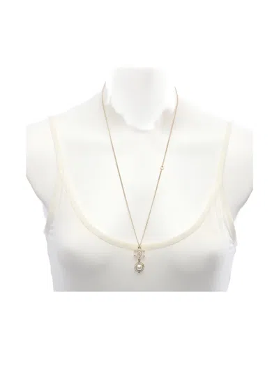 Pre-owned Chanel 1986-1988 Cc Faux-pearl Necklace In Gold