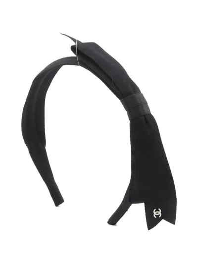 Pre-owned Chanel 1986-1988 Cc-logo Headband In Black