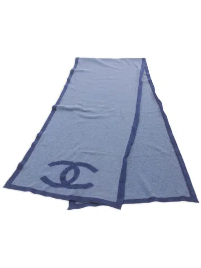 Pre-owned Chanel 1986-1988 Cc Scarf In Blue