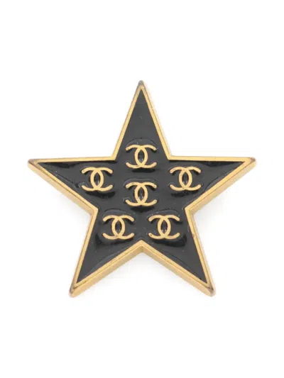 Pre-owned Chanel 1986-1988 Cc Star Brooch In 金色