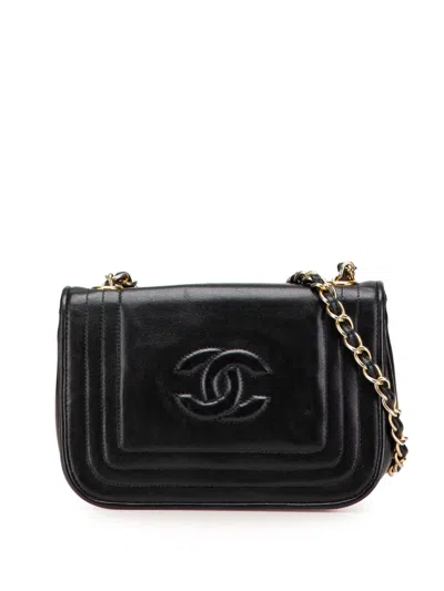 Pre-owned Chanel 1986-1988 Cc Stitched Lambskin Flap Crossbody Bag