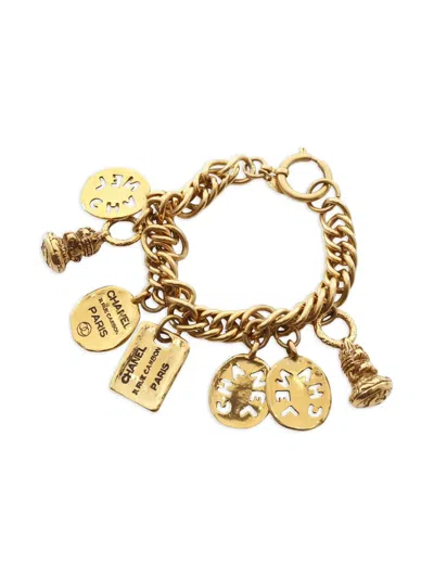 Pre-owned Chanel 1986-1988 Chain Charm Bracelet In Gold