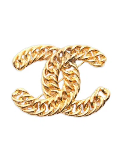 Pre-owned Chanel 1986-1988 Chain-link Brooch In Gold