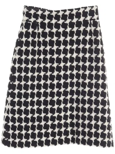 Pre-owned Chanel 1986-1988 Checked A-line Skirt In Black