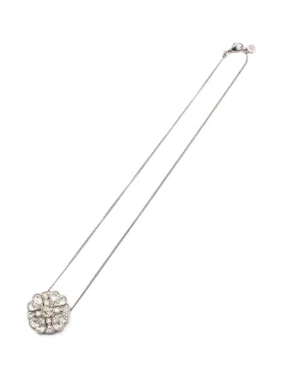 Pre-owned Chanel 1986-1988 Clover Coco Mark Necklace In Silver