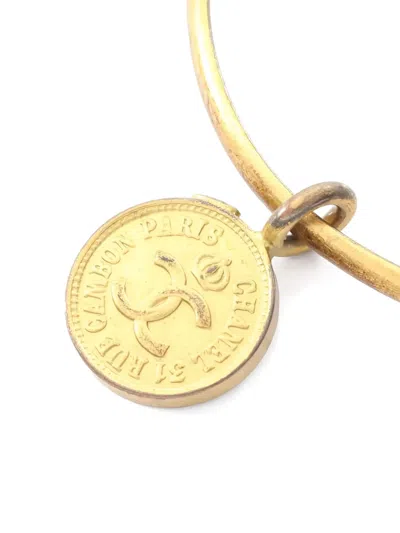 Pre-owned Chanel 1986-1988 Coco Mark Bangle In Gold