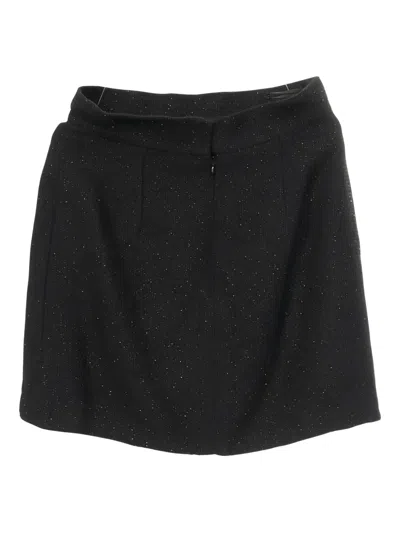 Pre-owned Chanel 1986-1988 Coco-mark Beaded Skirt In Black