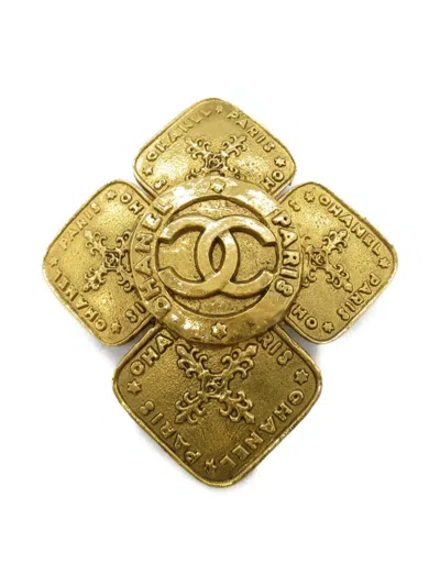 Pre-owned Chanel 1986-1988 Coco Mark Brooch In Gold