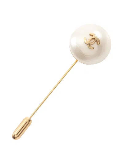 Pre-owned Chanel 1986-1988 Coco-mark Brooch In Gold