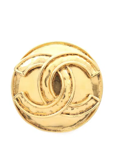Pre-owned Chanel 1986-1988 Coco Mark Brooch In Gold