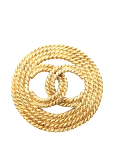 Pre-owned Chanel 1986-1988 Coco Mark Brooch In Gold