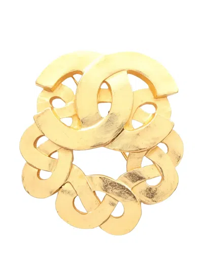 Pre-owned Chanel 1986-1988 Coco Mark Brooch In Gold