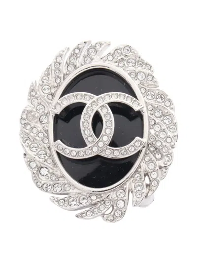Pre-owned Chanel 1986-1988 Coco Mark Brooch In Silver