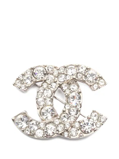 Pre-owned Chanel 1986-1988 Coco Mark Brooch In Silver