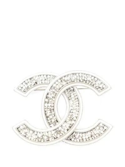 Pre-owned Chanel 1986-1988 Coco Mark Brooch In Silver
