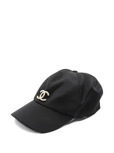Pre-owned Chanel 1986-1988 Coco Mark Cap In Black