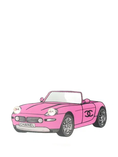 Pre-owned Chanel 1986-1988 Coco Mark Car-motif Pin In Pink