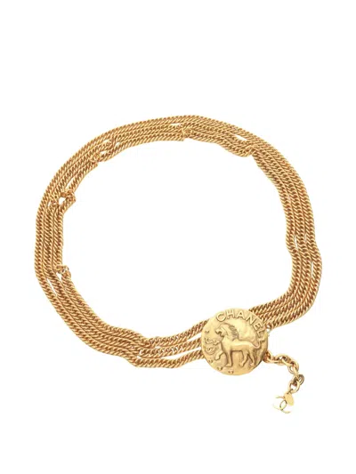 Pre-owned Chanel 1986-1988 Coco-mark Chain Belt In Gold