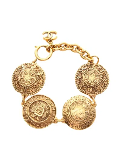 Pre-owned Chanel 1986-1988 Coco Mark Chain Bracelet In Gold