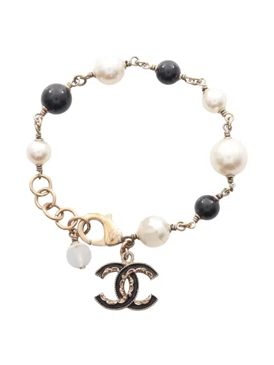 Pre-owned Chanel 1986-1988 Coco Mark Charm Bracelet In Gold