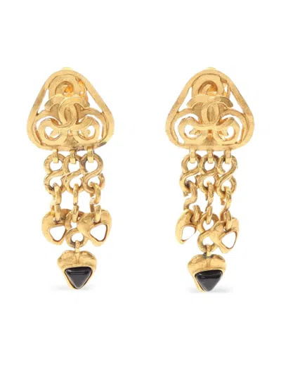Pre-owned Chanel 1986-1988 Coco-mark Clip-on Earrings In Gold