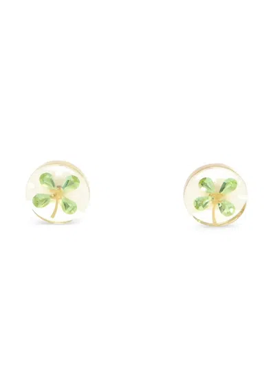 Pre-owned Chanel 1986-1988 Coco Mark Clover Earrings In Gold