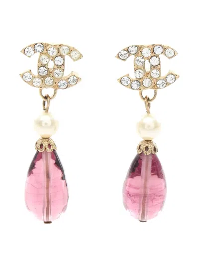 Pre-owned Chanel 1986-1988 Coco Mark Drop Earrings In Gold