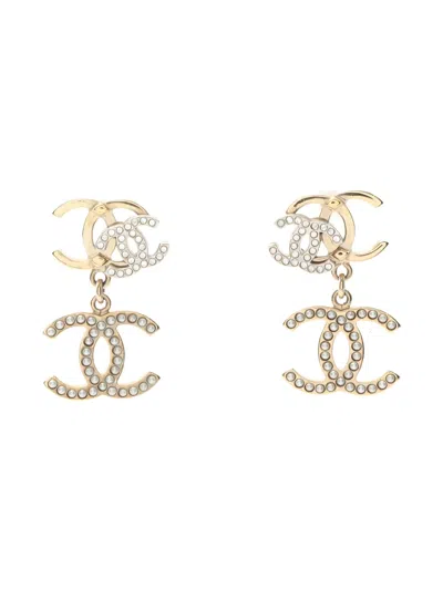 Pre-owned Chanel 1986-1988 Coco Mark Drop Earrings In Gold