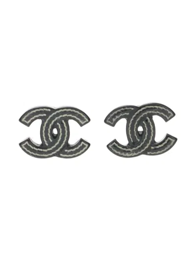 Pre-owned Chanel 1986-1988 Coco Mark Earrings In Black