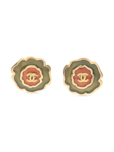 Pre-owned Chanel 1986-1988 Coco Mark Earrings In Gold