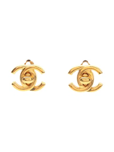 Pre-owned Chanel 1986-1988 Coco Mark Earrings In Gold