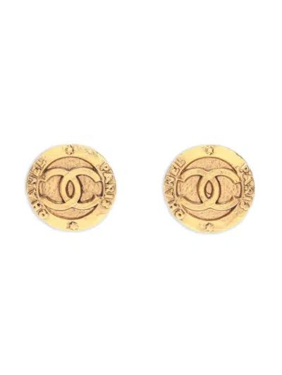 Pre-owned Chanel 1986-1988 Coco Mark Earrings In Gold
