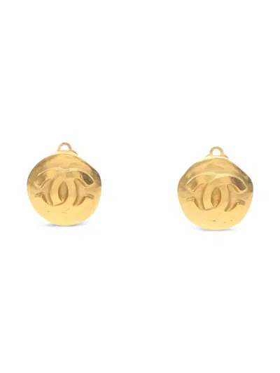 Pre-owned Chanel 1986-1988 Coco Mark Earrings In Gold