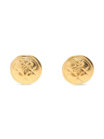 Pre-owned Chanel 1986-1988 Coco Mark Earrings In Gold